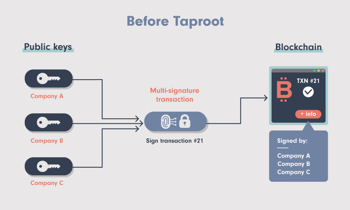 alt Diagram showing the makeup of a multi-signature transaction before Taproot