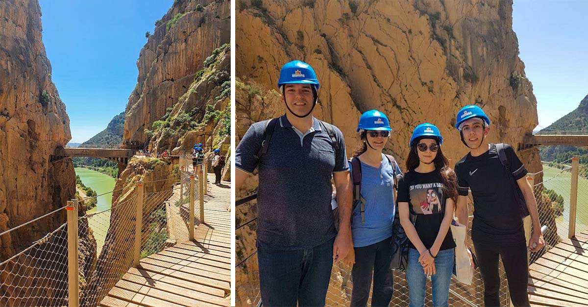 Collage showing two views of the Caminito del Rey hiking trail