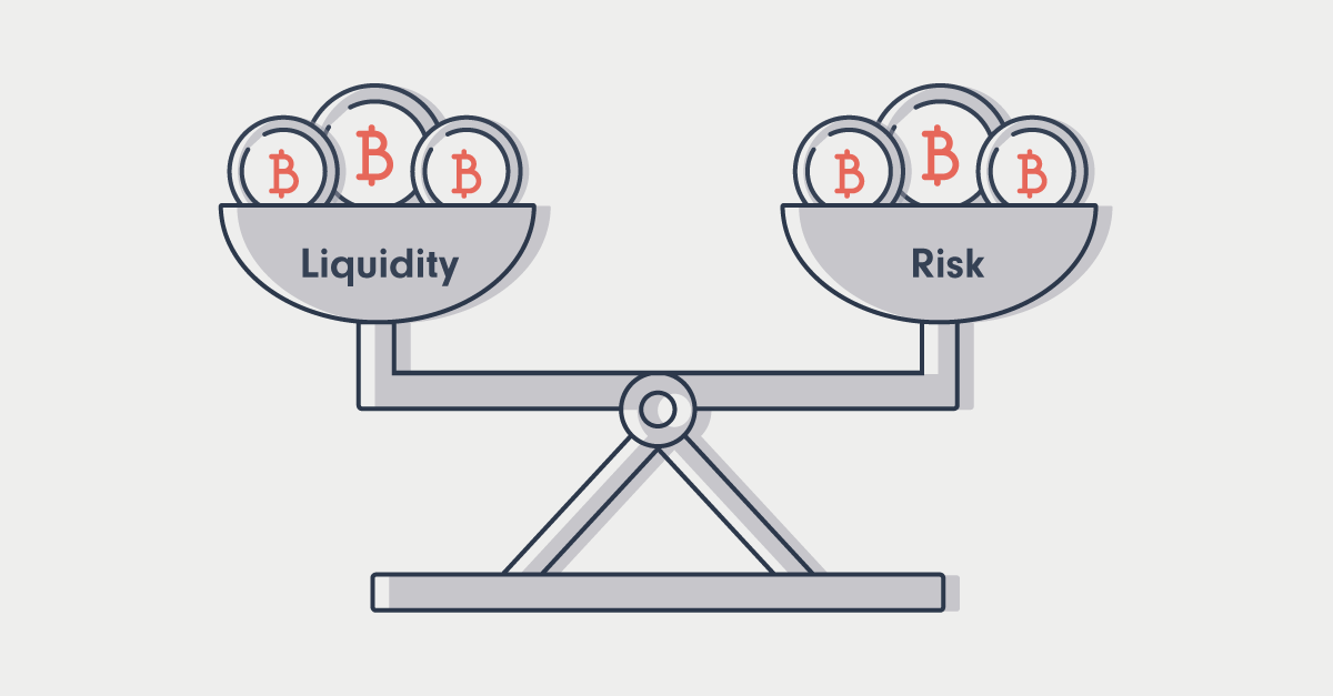 alt Set of scales with risk balanced on one side and liquidity on the other